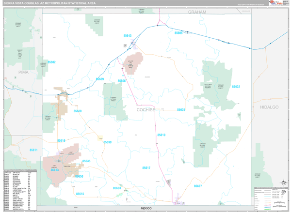 Sierra Vista-Douglas Metro Area Wall Map